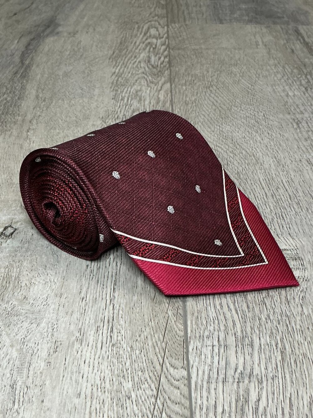 Gianni Versace Silk Tie Burgundy Red Medusa Pattern